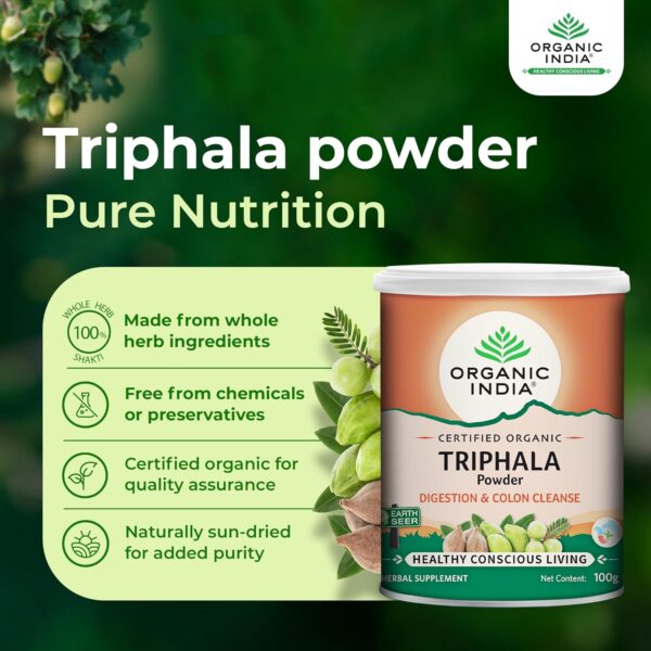 Organic India Triphala Powder - 100g, Supports Immune System, Colon & Digestion, - Image 2